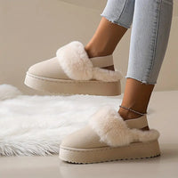 Shinara | Winter-Schneestiefel für Frauen mit Kunstfell-Futter – Obermaterial aus kuscheligem Stoff – Beige Farbe