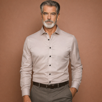 Slim-Fit Herrenhemd mit langen Ärmeln für Business- und Freizeitoutfits | Reinout – Beige