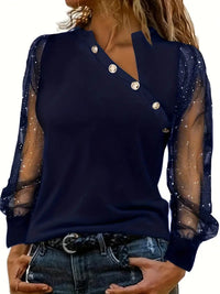 Bella | Moderne elegante One Shoulder Bluse – Marine
