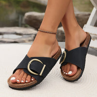 Sommerliche Sandalen für Damen – Bequeme flache Pantoletten für den Sommer – Schwarz