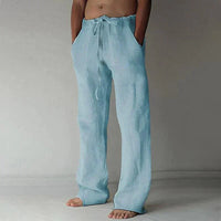 Sommerhose für Herren - Leichte Leinen-Optik Hose mit Kordelzug – Blau
