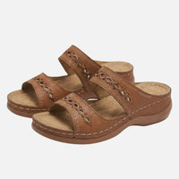 Tanja | Damen Bequeme Sommer Pantoletten Lochmuster – Komfort Pantoletten Sommer – Dunkelbraun