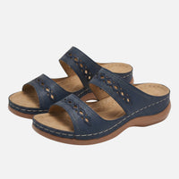 Tanja | Damen Bequeme Sommer Pantoletten Lochmuster – Komfort Pantoletten Sommer – Blau
