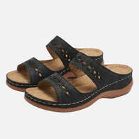Tanja | Damen Bequeme Sommer Pantoletten Lochmuster – Komfort Pantoletten Sommer – Schwarz