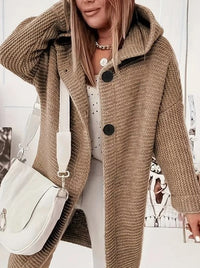 Martina | Bequemer Cardigan mit Kapuze – Braun