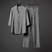 HAINES - LOCKERES HEMD UND GERADE HOSE SET – Grau