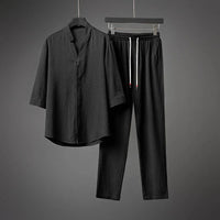 HAINES - LOCKERES HEMD UND GERADE HOSE SET – Schwarz
