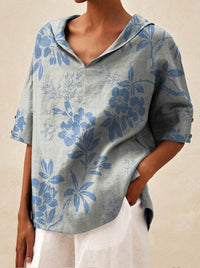 Andrea | Elegantes Top mit V-Ausschnitt – Blau