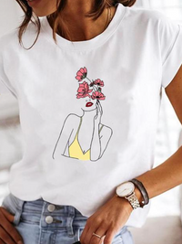 Rosalinda - Super stylisches T-Shirt mit extravagantem Sommerdesign – Blume Frau