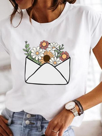 Rosalinda - Super stylisches T-Shirt mit extravagantem Sommerdesign – Blume Brief