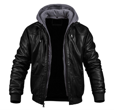 Prio | Stilvolle Premium Leder-Winter-Jacke mit Kapuze