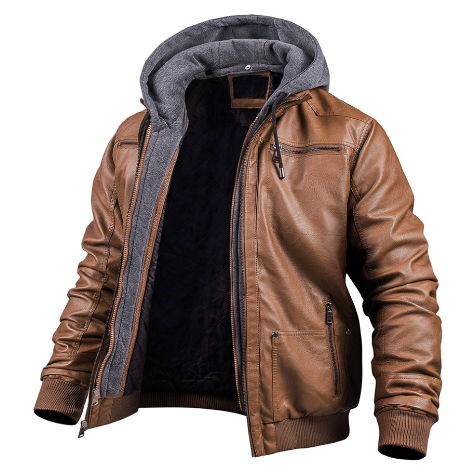 Prio | Stilvolle Premium Leder-Winter-Jacke mit Kapuze