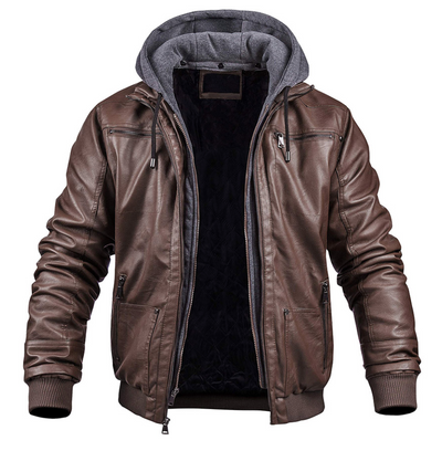 Prio | Stilvolle Premium Leder-Winter-Jacke mit Kapuze