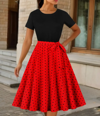 Nerys | Jahrgang Pünktchenkleid Für Damen – Rot