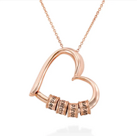 Personalisierte Herz-Halskette mit Anhängemöglichkeit für Ringe und individuellen Namensgravuren – Roségold