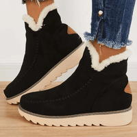 Winterschuhe Damen | Knöchelhoch mit Mittlerer Sohle und Fellbesatz – Schwarz