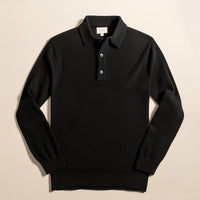 Herren Polo Strick Pullover | Langarm – Schwarz