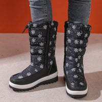 Dreikan | Winter-Schneestiefel für Frauen, warm und wasserdicht, isoliert, mittelhohe Stiefel – Schwarz