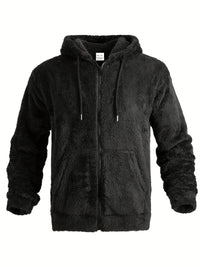 Liatrax | Klassischer einfarbiger Fleece-Hoodie für Männer – lässig und vielseitig – Schwarz