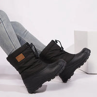 Klemistra | Wasserdichte Winter-Schneestiefel - Warme, modische Mid-Calf – Schwarz