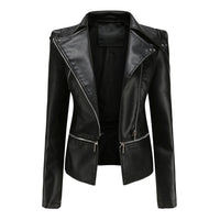 Schlanke Passform Bikerjacke für Damen | Lässig – Schwarz
