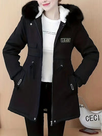 Irevisa | Eleganter mittellanger Damen-Parka mit Kunstfellkragen – Schwarz