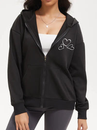 Ellessyn | Liebe Herz Muster drucken, Damen Langarm Kapuzen-Sweatshirt – Schwarz