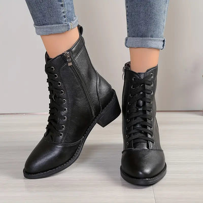 Shilarae | Elegante mittelhohe Damenstiefel mit klobigem Absatz und spitzer Zehe