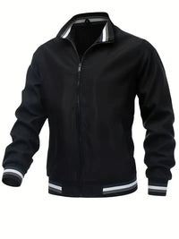 Irelyra | Klassische Herren Bomberjacke, Vintage Stehkragen Zip Up Winddicht – Schwarz