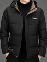 Reigessa | Herren Winterjacke aus Baumwolle mit abnehmbarer Kapuze, Casual Business Style – Schwarz