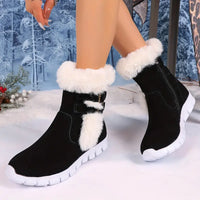 Kletunith | Damen Winter Schneestiefel - Mid-Calf Fleece gefüttert Baumwolle Schuhe – Schwarz