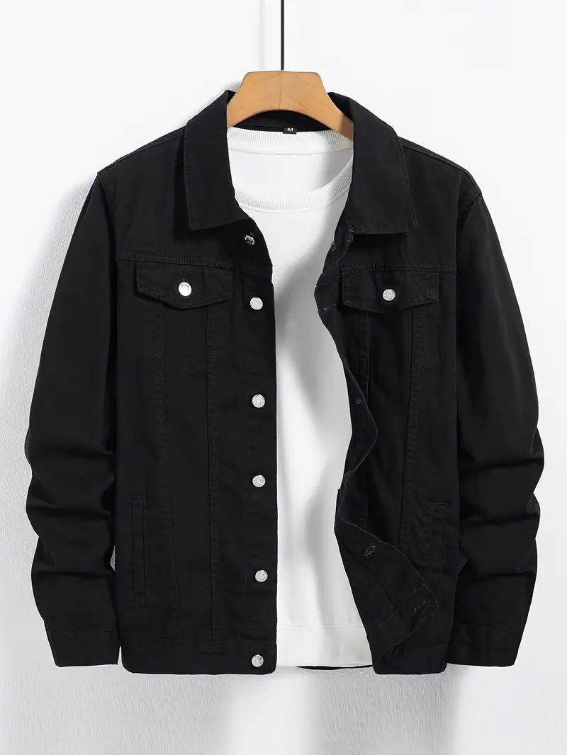 Shiorin | Herren Jeansjacke aus reiner Baumwolle, Knopfleiste Reverskragen Freizeitjacke