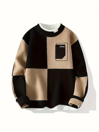 Shivanna | Herren Kontrastfarbe All-match Strickpulli – Schwarz