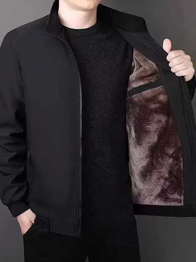 Liakren | Herren Fleece-gefütterte Jacke - Lässiger, winddichter Polyester-Mantel