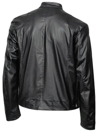 Shileth | Herren-PU-Lederjacke mit Reißverschlusstaschen - modische Herrenjacke – Schwarz