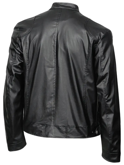 Shileth | Herren-PU-Lederjacke mit Reißverschlusstaschen - modische Herrenjacke