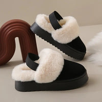 Shinara | Winter-Schneestiefel für Frauen mit Kunstfell-Futter – Obermaterial aus kuscheligem Stoff – Schwarz