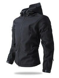 Shilanya | Herren Kapuzen-Windjacke mit Reißverschluss - lässige taktische Jacke – Schwarz