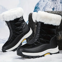 Klezenith | Plateau-Schneestiefel für Frauen, Fashion Front Zipper Plüsch gefütterte Stiefel – Schwarz
