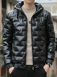 Reigenis | Winterjacke mit Kapuze aus Polyesterfaser für Männer – Schwarz