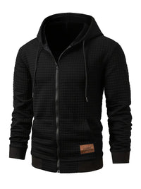 Reignora | Lässiges Herren-Sweatshirt mit Kapuze aus Strickstoff und Reißverschluss – Schwarz