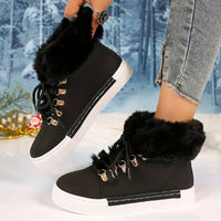 Reigonara | Damen Plus Size Mode Schneestiefel mit Metallschnalle – Schwarz