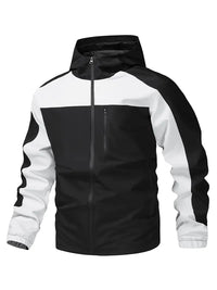 Irequesa | Herren Farbblockierung Kapuzenjacke, lässige stilvolle Windbreaker-Mantel – Schwarz