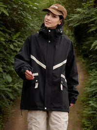 Shivellea | Wasser- und winddichter Regenmantel Color Block Sports Windbreaker – Schwarz
