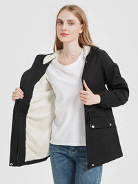 Irevessa | Miwentor Women's Casual Hooded Tassel Parka mit dickem Fleece-Futter – Schwarz
