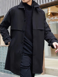 Clisitha | Eleganter britisch inspirierter mittellanger Trenchcoat – Stilvolle Vielseitigkeit für Herren – Schwarz