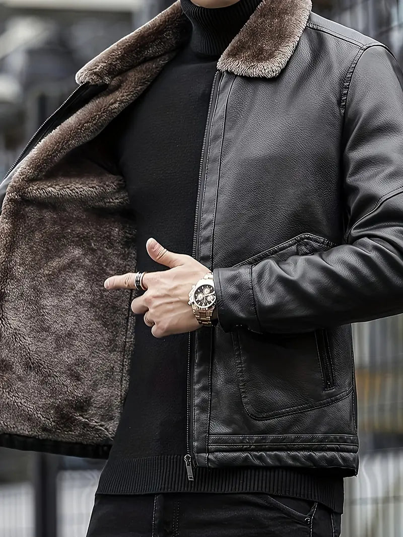 Liazel | Herren Farbe Block Fleece warme Jacke mit Taschen – Casual Kordelzug