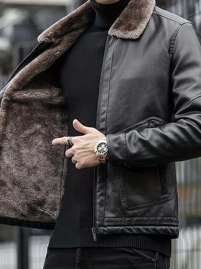 Liazel | Herren Farbe Block Fleece warme Jacke mit Taschen – Casual Kordelzug