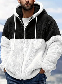 Reigavia | Herren-Sherpa-Fleece-Kapuzenjacke - Casual Polyester – Schwarz