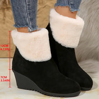 Ellimora | Elegante Damen-Stiefeletten mit Kunstfellfutter, runde Spitze – Schwarz